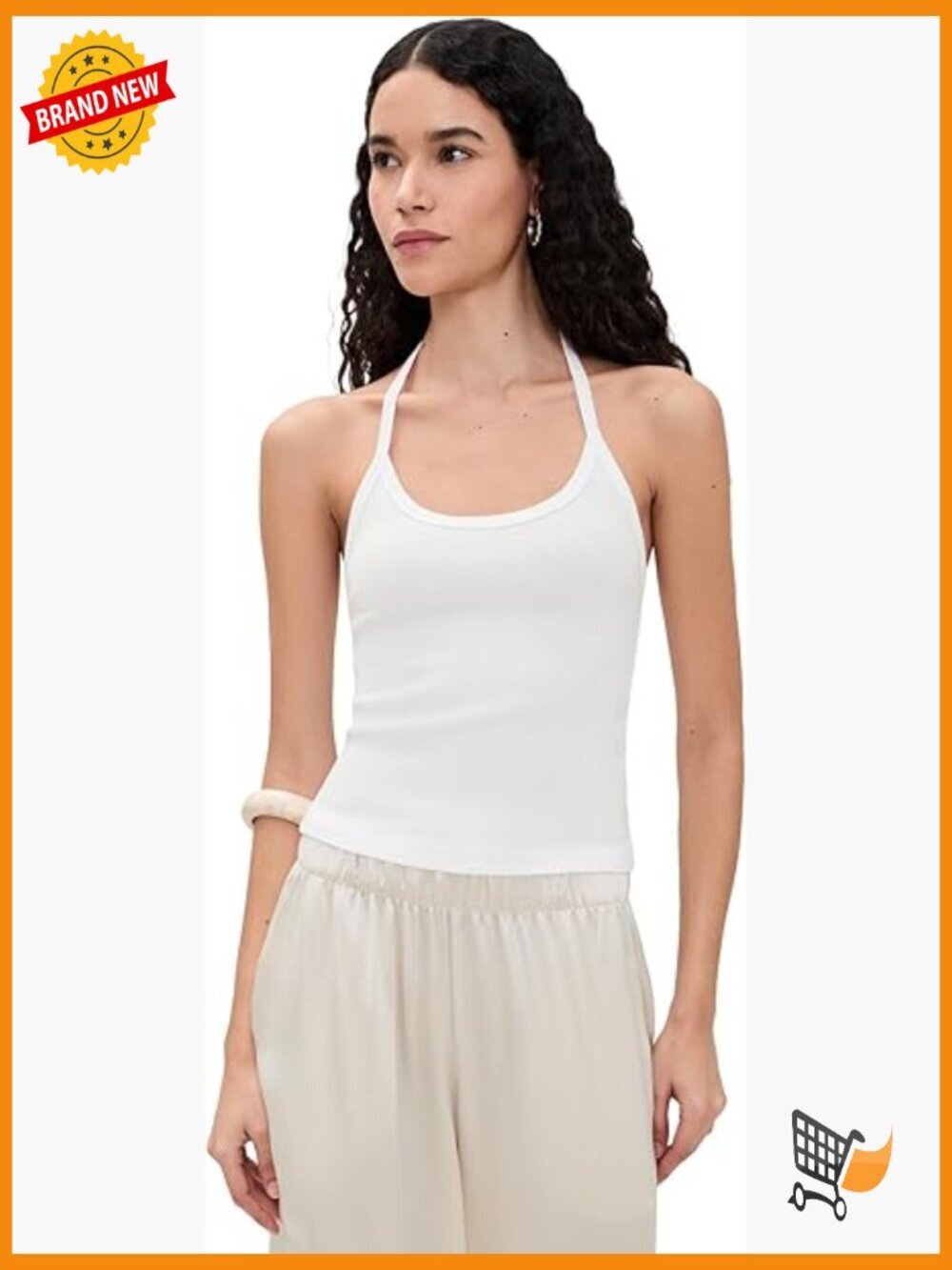 Ribbed Halter Tank - High Stretch Cotton Blend, XS